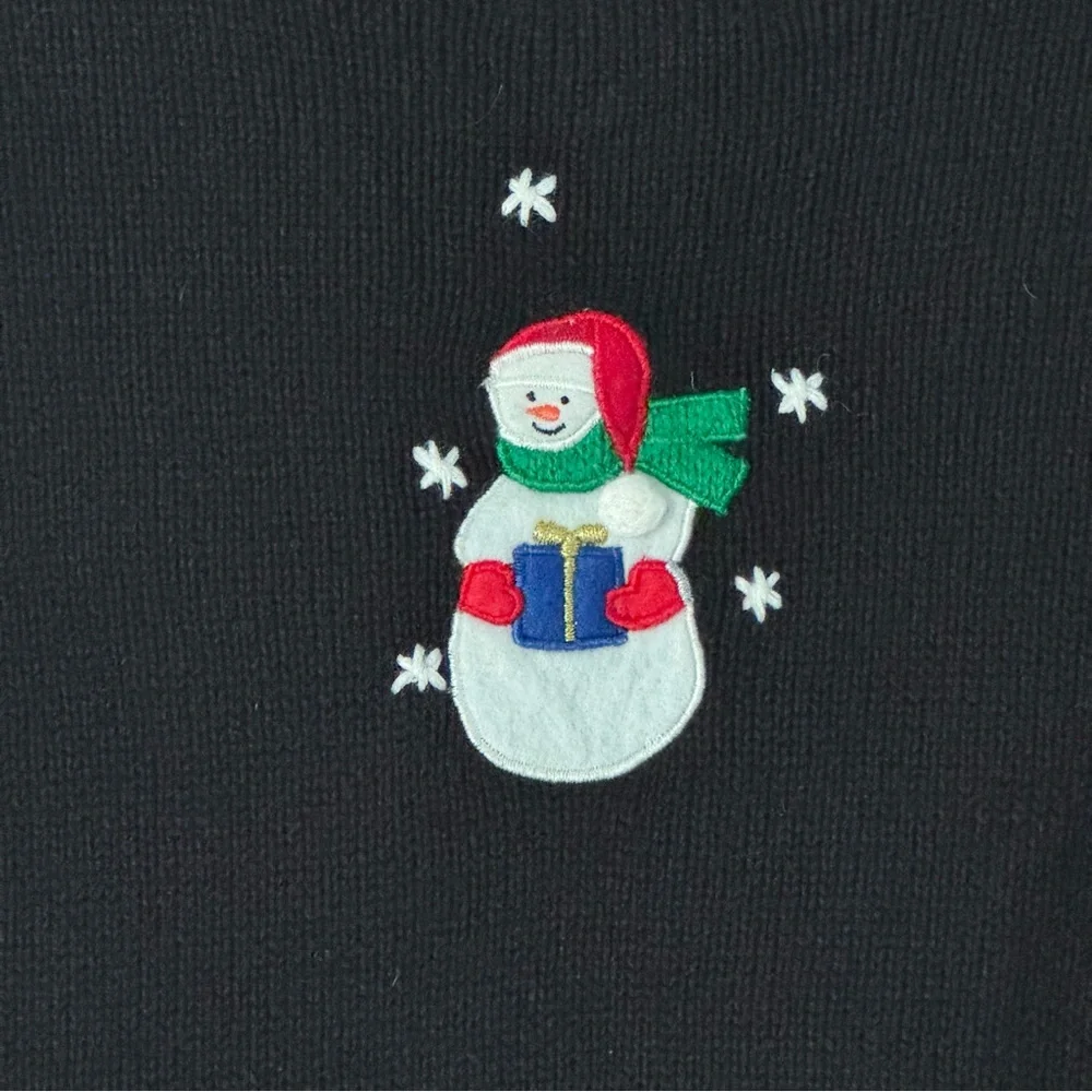 Vintage Embroidered Christmas Cardigan Sweater Womens Large Snowmen Fair Isle - Picture 8 of 12